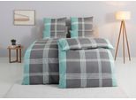 Bettwäsche TOM TAILOR HOME "Ole", grau (grau, mint), B/L: 135cm x 200cm, 1 Stk., 1 Stk., Renforcé, B/L: 80cm x 40cm, 2 Stk., Renforcé, Obermaterial: 100% Baumwolle, Bettwäsche, Bettwäsche, karierte Bettwäsche aus Baumwolle, mit Reißverschluss