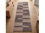 Hochflor-Läufer AYYILDIZ TEPPICHE "Gala Shaggy 2505" Gr. 12, grau (taupe), B:80cm H:30mm L:250cm, Kunstfaser, Teppiche, Langflor, Läufer, alle Räume, Wohnzimmer