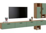 Schrank-Set HOME AFFAIRE "ENESTE, 9-teilig, in verschiedenen Farben, individuell kombinierbar", grün (artisan eiche nachbildung, smoke grün), B:300cm H:34cm T:178cm, Spanplatte, Kastenmöbel-Sets, Stauraumelement, Kombination, Wohnkombination, Schrankwand, Lowboard