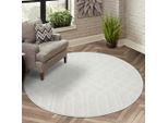 Teppich CARPET CITY "FLAIR138", beige (creme), H:11mm Ø:200cm, Obermaterial: 50% Polyester, 50% Polypropylen, Teppiche, Teppich, Kurzflor-Teppich, Skandi-Stil, Wohnzimmer