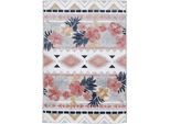 Teppich CARPETFINE "Deja 101", bunt (multi), B:120cm H:4mm L:170cm, Polypropylen, Teppiche, Teppich, robustes Flachgewebe, Floral Palmenblätter, In- und Outdoor, Läufer