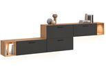 Schrank-Set HOME AFFAIRE "ENESTE, 6-teilig, in verschiedenen Farben, individuell kombinierbar", artisan eiche nachbildung, basalt grau, B:276cm H:34cm T:97cm, Spanplatte, Kastenmöbel-Sets, inkl. Beleuchtung, Stauraumelement, Kombination, Schrankwand, Lowboard
