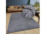 Designteppich ELLE DECORATION "Cosy Panglao, auch als Rundteppich erhältlich", grau (anthrazit), B:200cm H:14mm L:280cm, Polyester, Polypropylen (PP), Teppiche, uni Kurzflor, Hoch Tief Struktur, modern, Skandi, Boho, Wohnzimmer