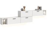 Schrank-Set HOME AFFAIRE "ENESTE, 6-teilig, in verschiedenen Farben, individuell kombinierbar", weiß, B:276cm H:34cm T:97cm, Spanplatte, Kastenmöbel-Sets, inkl. Beleuchtung, Stauraumelement, Kombination, Schrankwand, Lowboard