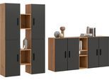 Schrank-Set HOME AFFAIRE "ENESTE, 12-teilig, in verschiedenen Farben, individuell kombinierbar", artisan eiche nachbildung, basalt grau, B:270cm H:34cm T:182cm, Spanplatte, Kastenmöbel-Sets, Stauraumelement, Kombination, Wohnkombination, Schrankwand, Lowboard
