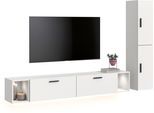 Schrank-Set HOME AFFAIRE "ENESTE, 6-teilig, in verschiedenen Farben, individuell kombinierbar", weiß, B:259cm H:34cm T:182cm, Spanplatte, Kastenmöbel-Sets, inkl. Beleuchtung, Stauraumelement, Kombination, Schrankwand, Lowboard