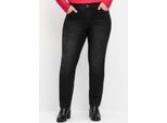 Stretch-Jeans SHEEGO, Damen, Gr. 24, Kurzgrößen, schwarz (schwarz denim), 99% Baumwolle, 1% Elasthan, unifarben, lang, Jeans