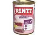 RINTI Sensible Nassfutter Hund, Adult, Dose Ente und Hühnerleber 12x400 g