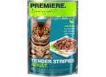 PREMIERE Tender Stripes Nassfutter Katze Adult Ente 112x85 g