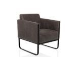 Mid.you , Grau , Metall , Lederlook , 67x78x71 cm , Gartenmöbel, Loungemöbel, Loungesessel