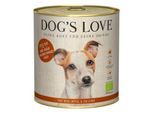 DOG'S LOVE Nassfutter Hund, Adult, Bio Rind mit Reis, Apfel und Zucchini 6x800 g