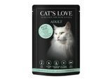 CAT'S LOVE Nassfutter Katze Adult in Gelee Pute pur mit Lachsöl und Katzengamander 48x85 g