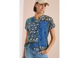 Kurzarmbluse CECIL, Damen, Gr. M (40), universal blau, Stoff, 100% Viskose, bedruckt, klassisch normal, Rundhals, Umschlagbund, Blusen, aus softer Viskose