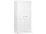 Kleiderschrank WOOOD "Connect mit Streifen-Türen mit Schlitzen (3-türig)", weiß, B:94cm H:195cm T:53cm, FSC-zertifizierter Holzwerkstoff, Schränke, Kleiderschrank, FSC Massivkiefer, Melamin-Innenraum
