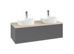 Villeroy und Boch Antao Waschtisch-Unterschrank K35053GK 120x36x50cm, Hahnloch, Waschbeckenplattenfarbe botticino, anthracite matt lacquer