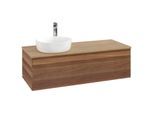 Villeroy und Boch Antao Waschtisch-Unterschrank K33051HM 120x36x50cm, Hahnloch, Waschbeckenplattenfarbe honey oak, warm walnut