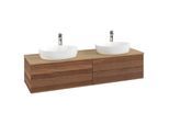 Villeroy und Boch Antao Waschtisch-Unterschrank K28151HM 160x36x50cm, Hahnloch, Waschbeckenplattenfarbe honey oak, warm walnut