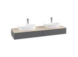Villeroy und Boch Antao Waschtisch-Unterschrank L17153GK mit Beleuchtung mit Struktur, 160x19x50cm, Hahnlochbohrung, Waschbeckenplattenfarbe botticino, anthracite matt lacquer