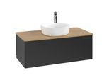 Villeroy und Boch Antao Waschtisch-Unterschrank K31051PD 100x36x50cm, Hahnloch, Waschbeckenplattenfarbe honey oak, black matt lacquer
