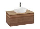 Villeroy und Boch Antao Waschtisch-Unterschrank K30151HM 80x36x50cm, Hahnloch, Waschbeckenplattenfarbe honey oak, warm walnut