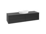 Villeroy und Boch Antao Waschtisch-Unterschrank K25050PD 160x36x50cm, Hahnlochbohrung, Waschbeckenplattenfarbe Lack, black matt lacquer