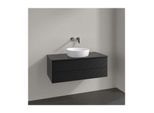 Villeroy und Boch Antao Waschtisch-Unterschrank K20150PD 100x36x50cm, Hahnloch, Waschbeckenplattenfarbe Lack, black matt lacquer