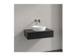 Villeroy und Boch Antao Waschtisch-Unterschrank K08150PD 80x19x50cm, Hahnloch, Waschbeckenplattenfarbe Lack, black matt lacquer