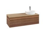 Villeroy und Boch Antao Waschtisch-Unterschrank K34051HM 120x36x50cm, Hahnloch, Waschbeckenplattenfarbe honey oak, warm walnut