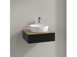 Villeroy und Boch Antao Waschtisch-Unterschrank K07151PD 60x19x50cm, Hahnloch, Waschbeckenplattenfarbe honey oak, black matt lacquer