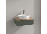 Villeroy und Boch Antao Waschtisch-Unterschrank K07151HL 60x19x50cm, Hahnloch, Waschbeckenplattenfarbe honey oak, leaf green matt lacquer
