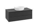 Villeroy und Boch Antao Waschtisch-Unterschrank K20110PD 100x36x50cm, Waschbeckenplattenfarbe Lack, black matt lacquer
