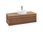 Villeroy und Boch Antao Waschtisch-Unterschrank K32051HM 120x36x50cm, Hahnloch, Waschbeckenplattenfarbe honey oak, warm walnut