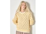 Strickpullover APRICOT "Pullover", Damen, Gr. XS (34), gelb, Strick, Obermaterial: 61% Baumwolle CO. 39% Polyacryl PAN., uni, Pullover Strickpullover, mit Blanket-Stich