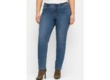 Stretch-Jeans SHEEGO, Damen, Gr. 24, Kurzgrößen, blau (blau denim), 99% Baumwolle, 1% Elasthan, unifarben, lang, Jeans