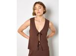Stricktop APRICOT "Top" Gr. 42, braun, Tops, Damen, XL (42), Strick, Obermaterial: 76% Polyester PES. 24% Baumwolle CO., uni, Stricktop, mit Bindeband