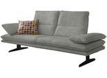2-Sitzer W.SCHILLIG "broadway, Designsofa mit tollem Sitzkomfort, Breite 216cm", grau (grau s37), B:216cm H:94cm T:96cm, Stoff S37 (100% Polyester): Luxus-Microfaser in Lederoptik, Sofas, 2-Sitzer, Sitztiefenverstellung, Kopfteil- & Seitenteilverstellung, Breite 216cm