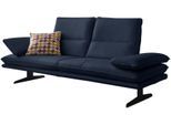 2-Sitzer W.SCHILLIG "broadway, Designsofa mit tollem Sitzkomfort, Breite 216cm", blau (blau z59), B:216cm H:94cm T:96cm, Longlife Xtra-Leder Z59: Glattleder mit modischer Prägung. Hautstärke 0, 9 - 1, 1 mm, Sofas, 2-Sitzer, Sitztiefenverstellung, Kopfteil- & Seitenteilverstellung, Breite 216cm