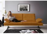2,5-Sitzer W.SCHILLIG "broadway, Designsofa mit tollem Sitzkomfort", gelb (brandy s37), B:236cm H:94cm T:96cm, Stoff S37 (100% Polyester): Luxus-Microfaser in Lederoptik, Sofas, 2 5-Sitzer, Sitztiefenverstellung, Kopfteil- & Seitenteilverstellung, Breite 236cm