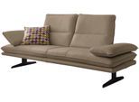 2-Sitzer W.SCHILLIG "broadway, Designsofa mit tollem Sitzkomfort, Breite 216cm", braun (stone z59), B:216cm H:94cm T:96cm, Longlife Xtra-Leder Z59: Glattleder mit modischer Prägung. Hautstärke 0, 9 - 1, 1 mm, Sofas, 2-Sitzer, Sitztiefenverstellung, Kopfteil- & Seitenteilverstellung, Breite 216cm