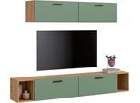 Schrank-Set HOME AFFAIRE "ENESTE, 6-teilig, in verschiedenen Farben, individuell kombinierbar", artisan eiche nachbildung, smoke grün, B:202cm H:34cm T:184cm, Spanplatte, Kastenmöbel-Sets, Stauraumelement, Kombination, Wohnkombination, Schrankwand, Lowboard