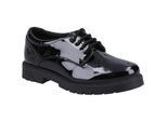 Hush Puppies Jayne Patent SNR Mädchenschuhe Aus Schwarzem Leder Mit Schnürung
