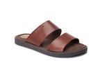 Base London Maven Leren Heren Sandalen In Gebrand Bruin