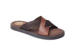 Base London Webb Leren Heren Sandalen In Gebrand Bruin