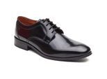 Base London Dome Veterschoenen Leer Heren Hoogglans Zwarte Veterschoenen