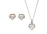 Orphelia 'Jasmina' Damen 925 Sterling Silber Set: Ketten-Anhänger + Ohrringe - Silber/Rosé SET-7483