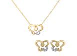 Orphelia 'Joya' Dames 925 Sterling Zilver Set: Ketting-Hanger + Oorbellen - Zilver/Goud SET-7088/1