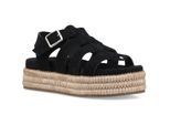 Hush Puppies Rosetta Gladiator Leder Damen Sandalen Schwarz/Tan
