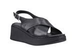Hush Puppies Bex Wedge Nubuck Dames Zwarte Wedge Sandalen