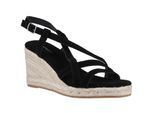 Hush Puppies Jenny Espadrille Wedge Suède Dames Zwarte Wedges