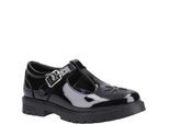 FIONA Meisjes Leren School schoenen Patent Zwart